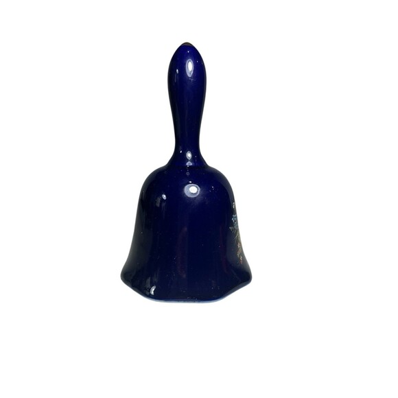 Vintage Porcelain Cobalt Blue Bell w/Gold Trim Floral Motif Garden Design Japan - Picture 6 of 11